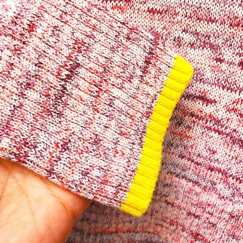 J. Crew Pink White Space Dyed 100% Cotton Knit Crewneck Sweater Size XL
